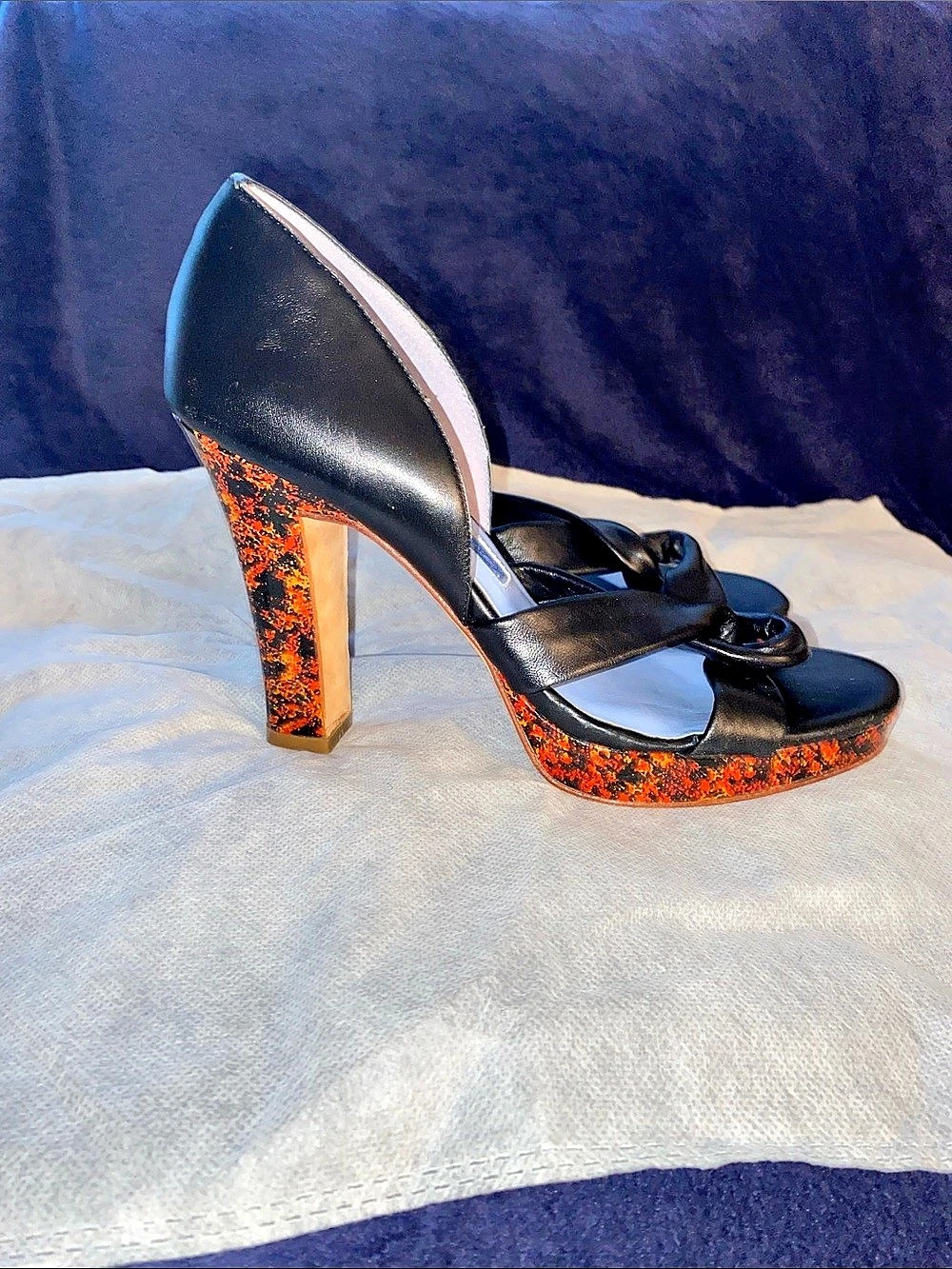 Ashley Dearborn Black & Orange Heels